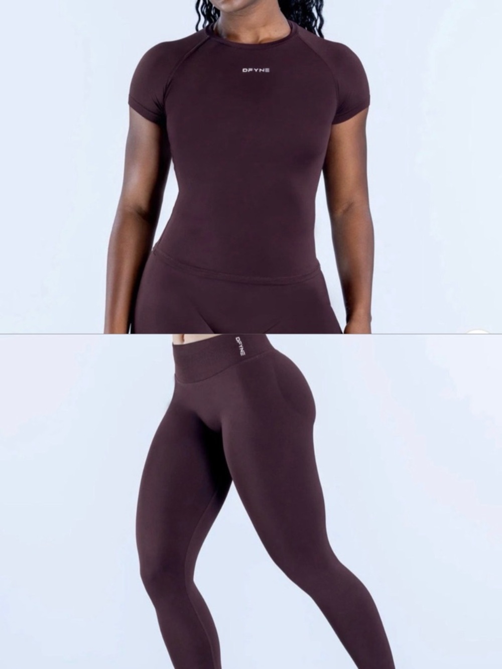 Women's Short Sleeve Performance Top and Leggings Espresso